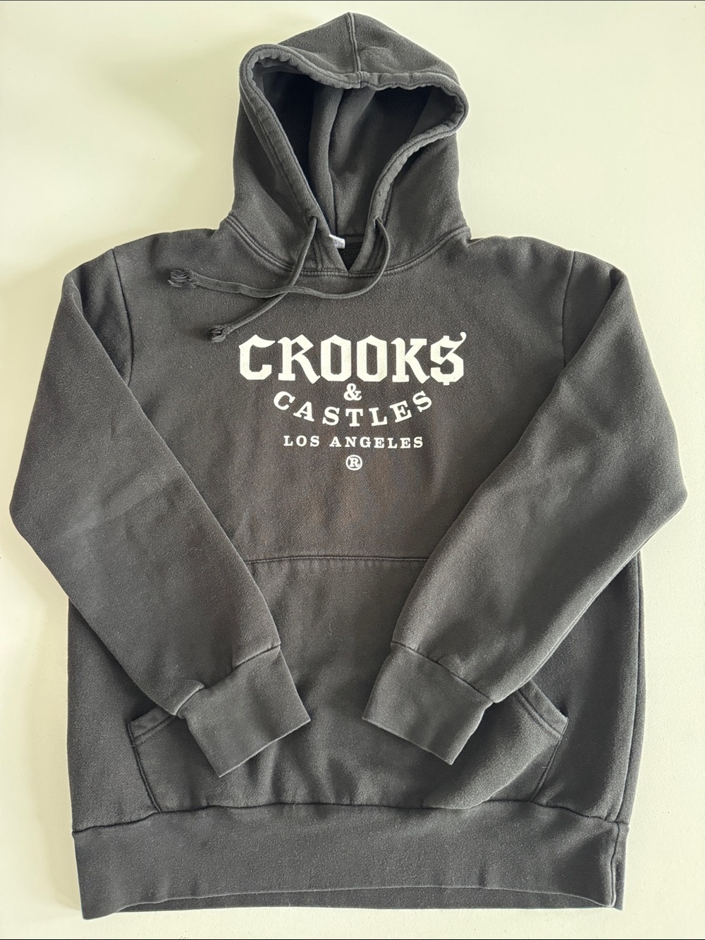 Crooks & Castles Black with white Logo Crewneck Hoodie